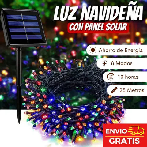 🎄🌞LUCES NAVIDEÑAS RECARGABLES CON PANEL SOLAR🌞🎄